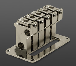 2TEK 5 String Bass Bridge, narrow string spread, Bright Nickel