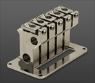 2TEK 5 String Bass Bridge, narrow string spread, Bright Nickel