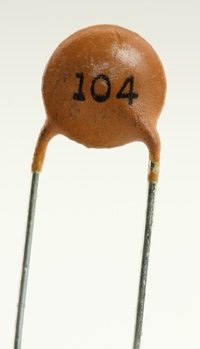 Capacitor, Ceramic Disc, .1uf, 25 Volt
