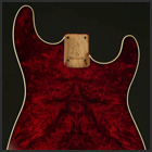 Burl Maple Strat replacement body with a Transparent Red finish