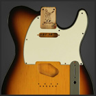 Sugar Pine Vintage Tele replacement body with a Black-Red-Yellow Burst finish