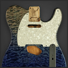 Tele replacement body with a Quilt Maple top and a Transparent to Blue finish
