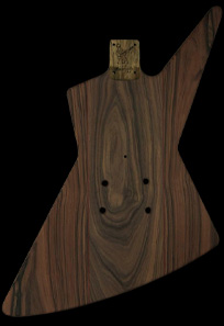 Black Korina Explorer body with Pau Ferro top