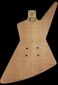 Swamp Ash Explorer body with Flame Maple top