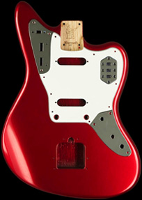 Swamp Ash Jaguar body with Candy Red finish and pickguard