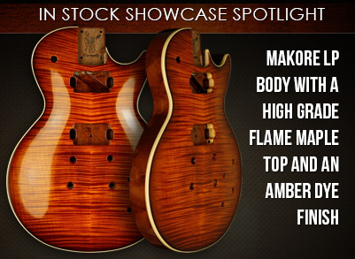 Makore LP body with a high grade Flame Maple top and an Amber Dye finish